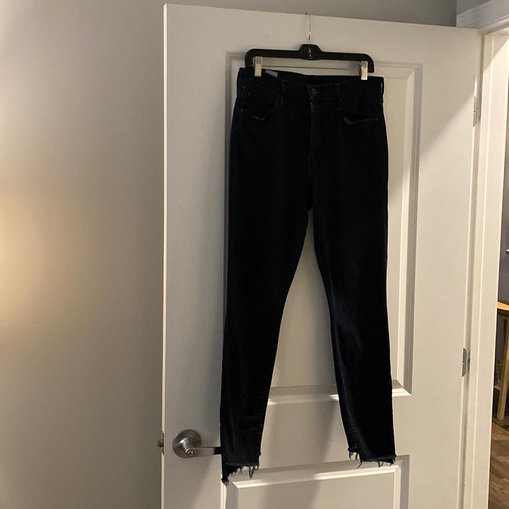 Mother Dark Raw Hem Denim